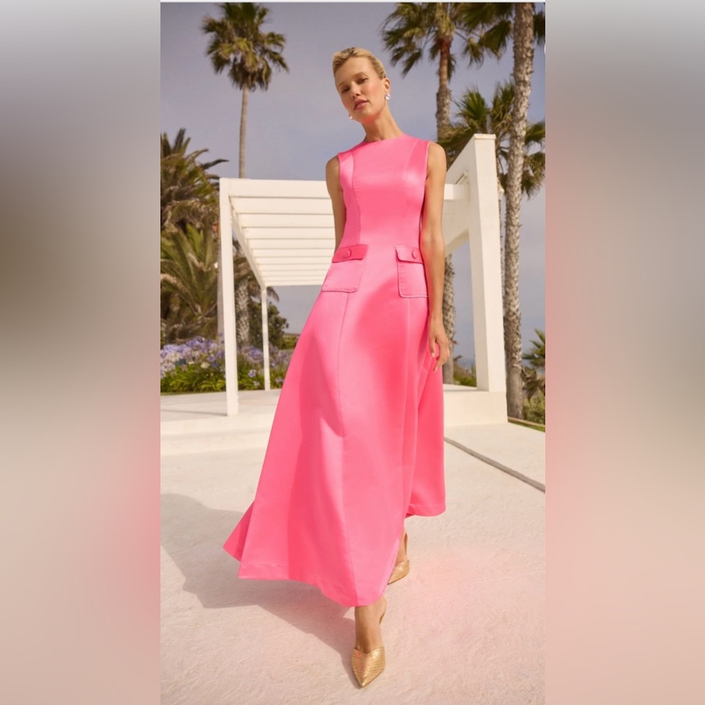 New Trina Turk Guinevere Satin Maxi Dress size 8